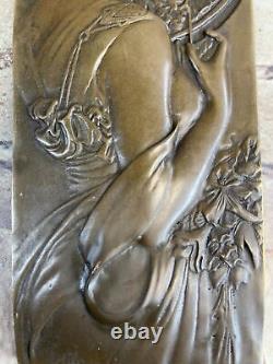 100% Solide Véritable Bronze Art Déco Nouveau Bas Relief Prix Trophée Collector
