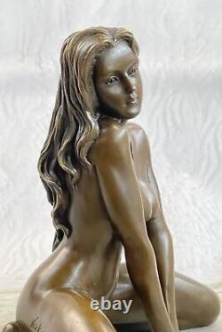 100% Solide Véritable Bronze Sculpture Art Déco Nu Femme Fille Solde