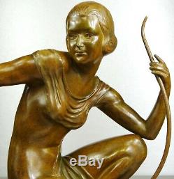 1910/20 R. Bousquet Statue Sculpture Art Deco Chryselephantine Diane Chasseresse