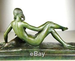 1920/1930 Ary Bitter Rare Grd Statue Sculpture Art Deco Fillette Nue Terre Cuite