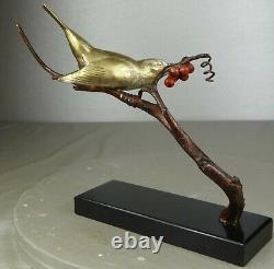 1920/1930 Av. Becquerel Rare Statue Sculpture Animaliere Art Deco Bronze Oiseau