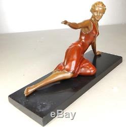 1920/1930 Balleste E Molins Rare Statue Sculpture Art Deco Femme Elegante Pin Up
