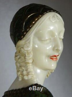 1920/1930 Dh. Chiparus Rare Statue Sculpture Chryselephantine Ep. Art Deco Femme