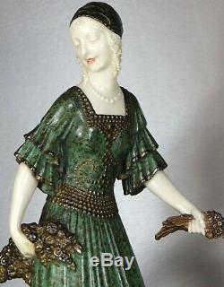 1920/1930 Dh. Chiparus Rare Statue Sculpture Chryselephantine Ep. Art Deco Femme