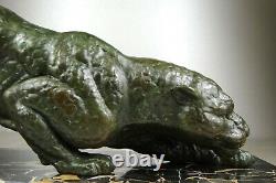 1920/1930 Dh. Chiparus Statue Sculpture Art Deco Panthere Felin Fauve Animalier