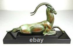 1920/1930 Fayral P. Le Faguays Grd Statue Sculpture Art Deco Animaliere Antilope