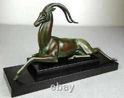 1920/1930 Fayral P. Le Faguays Grd Statue Sculpture Art Deco Animaliere Antilope