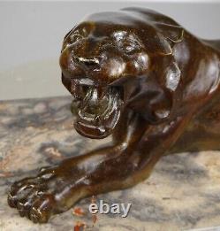 1920/1930 Georges Garreau Statue Sculpture Animaliere Art Deco Bronze Panthere