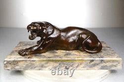 1920/1930 Georges Garreau Statue Sculpture Animaliere Art Deco Bronze Panthere