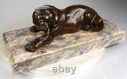 1920/1930 Georges Garreau Statue Sculpture Animaliere Art Deco Bronze Panthere