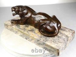 1920/1930 Georges Garreau Statue Sculpture Animaliere Art Deco Bronze Panthere