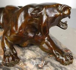 1920/1930 Georges Garreau Statue Sculpture Animaliere Art Deco Bronze Panthere