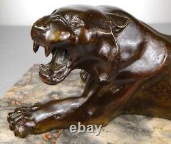 1920/1930 Georges Garreau Statue Sculpture Animaliere Art Deco Bronze Panthere