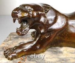 1920/1930 Georges Garreau Statue Sculpture Animaliere Art Deco Bronze Panthere