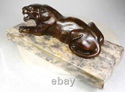 1920/1930 Georges Garreau Statue Sculpture Animaliere Art Deco Bronze Panthere