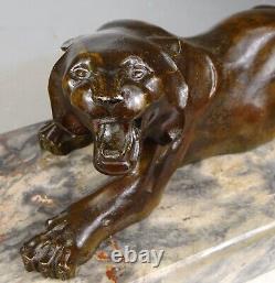 1920/1930 Georges Garreau Statue Sculpture Animaliere Art Deco Bronze Panthere