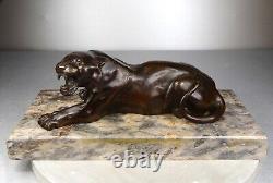 1920/1930 Georges Garreau Statue Sculpture Animaliere Art Deco Bronze Panthere