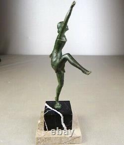 1920/1930 H. Molins Rare Mascotte Auto Sculpture Statue Bronze Art Deco Danseuse