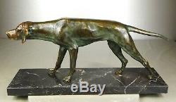 1920/1930 Max Le Verrier Rare Statue Sculpture Art Deco Bronze Animalier Chien