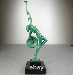 1920/1930 P. Le Faguays Guerbe Max Le Verrier Statue Sculpture Art Deco Danseuse