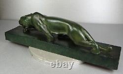 1920/1930 S Riolo Statue Sculpture Art Deco Animalier Panthere Felin Terre Cuite