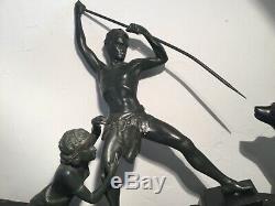 1920/1930 Uriano Statue Sculpture Art Deco Chasseur D Ours Polaires