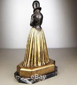 1920/30 Dh. Chiparus Sculpture Bronze Chryselephantine Art Deco Femme Marguerite