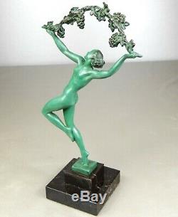 1920/30 Guerbe P. Le Faguays M Le Verrier Statue Sculpture Art Deco Danseuse Nue