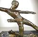 1920 M Decoux Gr Rare Statue Sculpture Art Deco Cubisme Bronze Chasseur Homme Nu