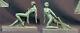 1920 Superbe Paire Statues Sculpture Bronze Signée Limousin Art Nouveau Déco