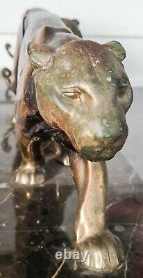1930 Sculpture statue animalière art déco panthères artiste Alexandre Ouline
