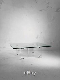 1970 Table Basse Sculpture Moderniste Bauhaus Shabby-chic Lucite Plexiglas