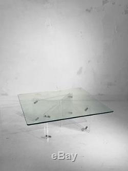 1970 Table Basse Sculpture Moderniste Bauhaus Shabby-chic Lucite Plexiglas