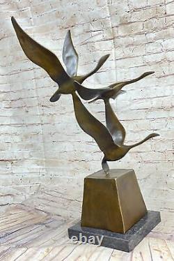 23 Art Déco Sculpture 3 Sauvage Grand Canard Volaille Fly Oiseau Bronze