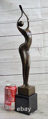 Abstrait Érotique Nu Fille Bronze Sculpture Statue Art Déco Moderne Classique