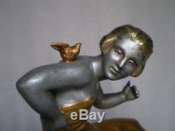 Ancien sculpture femme art deco 1930 VAN DE VOORDE statue antique figurine woman