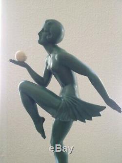 Ancienne Sculpture Epoque Art Deco Danseuse Jongleuse Marcel Bouraine