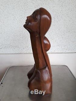 Ancienne Sculpture Erotique Femme Nue En Bois Phallus Seins Art Deco Godemichet