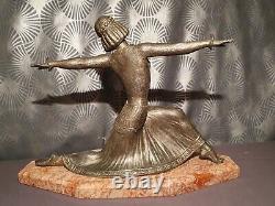 Ancienne sculpture art deco 1930 femmes danseuses statue en métal régule