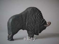 Ancienne sculpture bois bison Art deco 1930