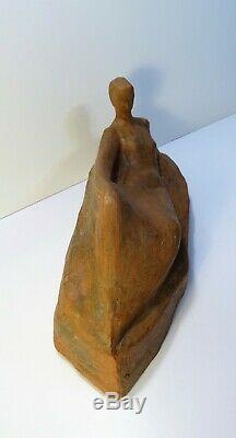 Ancienne sculpture épreuve terre cuite Art Deco Femme au repos