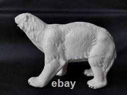 Ancienne sculpture statue animalière Ours polaire art déco 1940 céramique 26.5cm