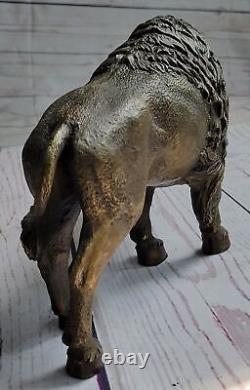 Art Déco Américain Artiste Buffalo Bison Bronze Fonte Sculpture Statue Ouvre