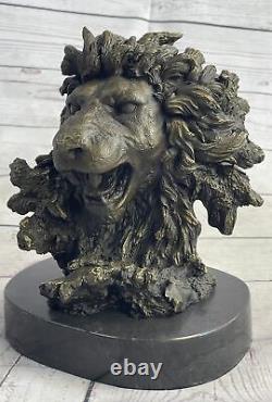 Art Déco Animal Zoo Souvenirs Lion Buste Original Bronze Sculpture Figure Solde