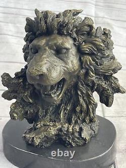 Art Déco Animal Zoo Souvenirs Lion Buste Original Bronze Sculpture Figure Solde