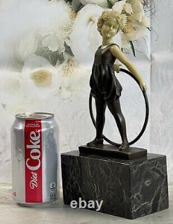 Art Déco Bébé École Fille à Jouer Bronze Sculpture Avec Deco Figurine Décor