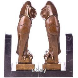 Art Deco Bronze Figures Bookends Set / 2 Owls