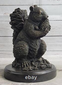 Art Déco Bronze Sculpture De Un Écureuil Fait Figurine Statue Ouvre