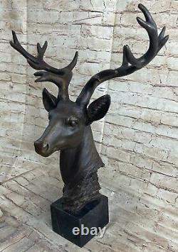 Art Déco Buck Renne Élan Cerf 24 Statue Bronze Figurine Sculpture Gift