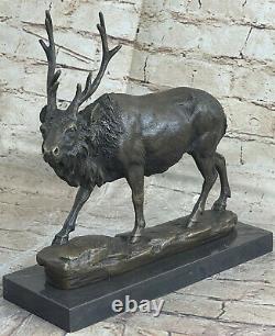 Art Déco Buck Renne Élan Cerf Bronze Sculpture Figurine Statue Maison Décoratif